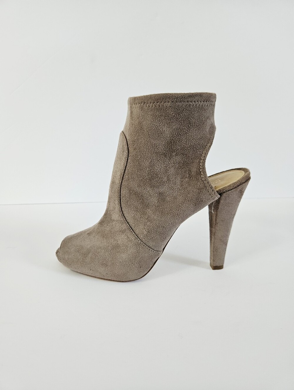 Michael Kors Selina Beige Microsuede Peep Toe Sling Back Heels Pumps Booties 8